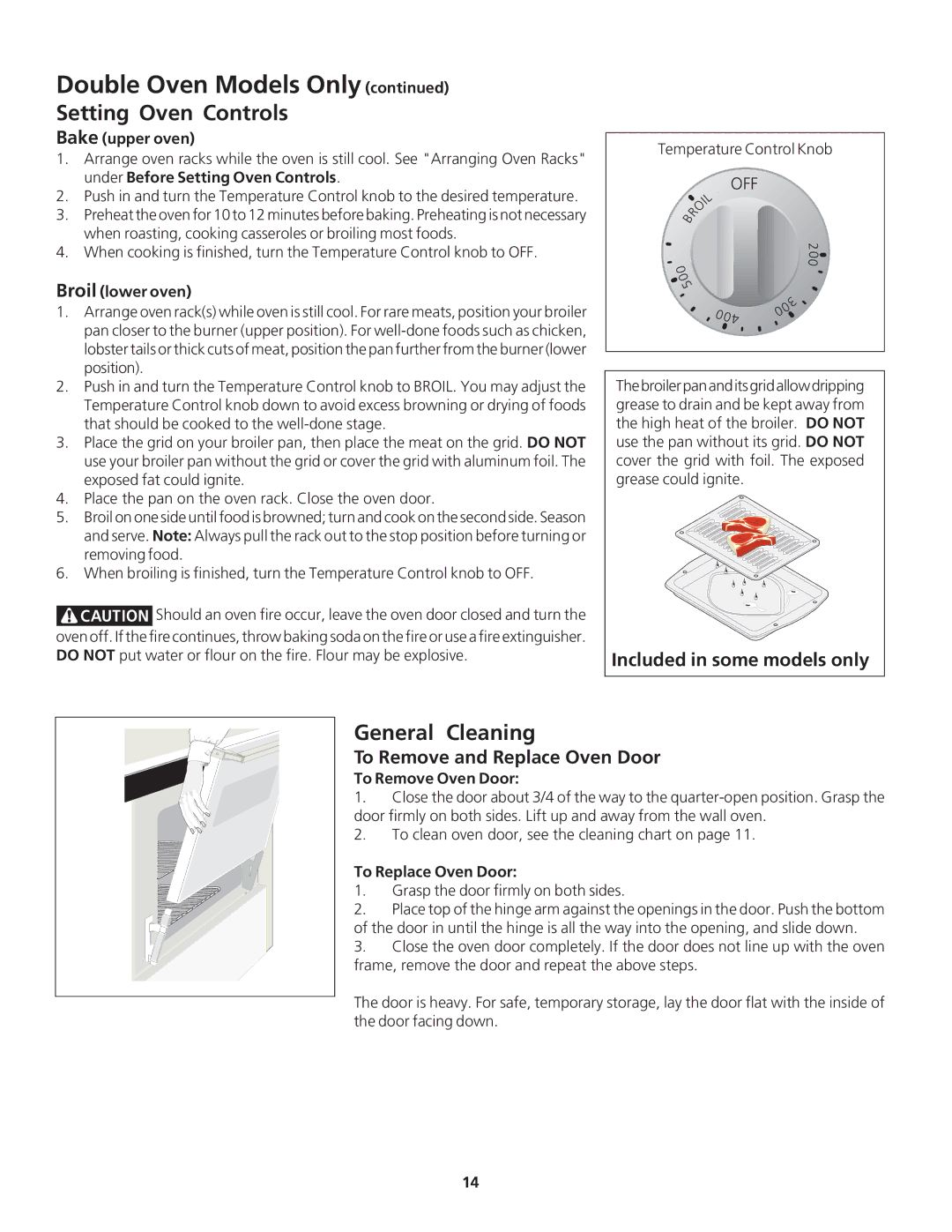 Frigidaire FGB24S5DC, FGB24S5AS, FGB24S5AB, FGB24L2AS Included in some models only, To Remove and Replace Oven Door 