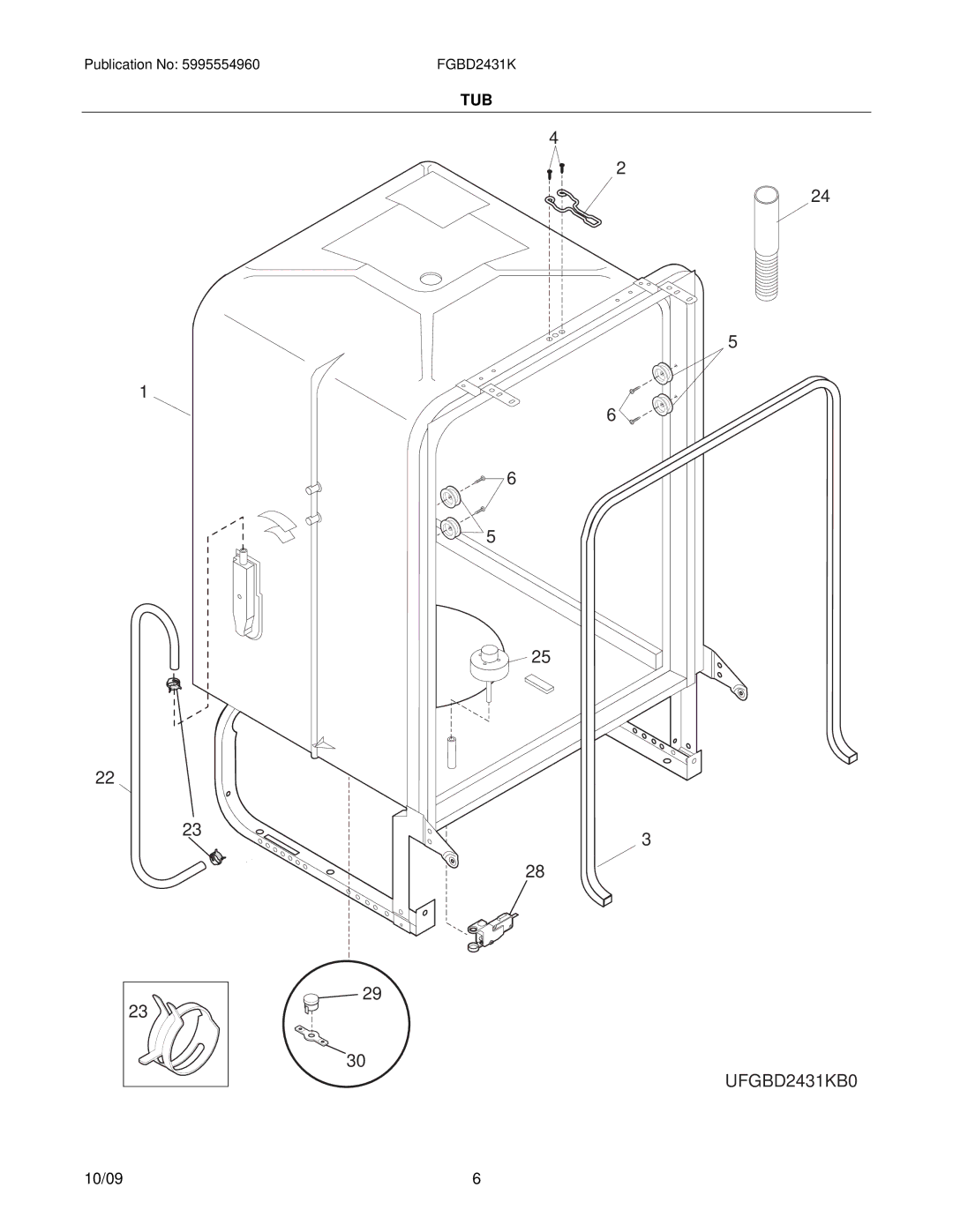 Frigidaire FGBD2431KB1 installation instructions UFGBD2431KB0 