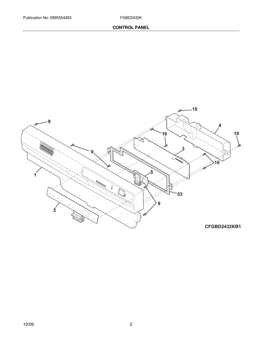 Frigidaire FGBD2432K installation instructions Control Panel 