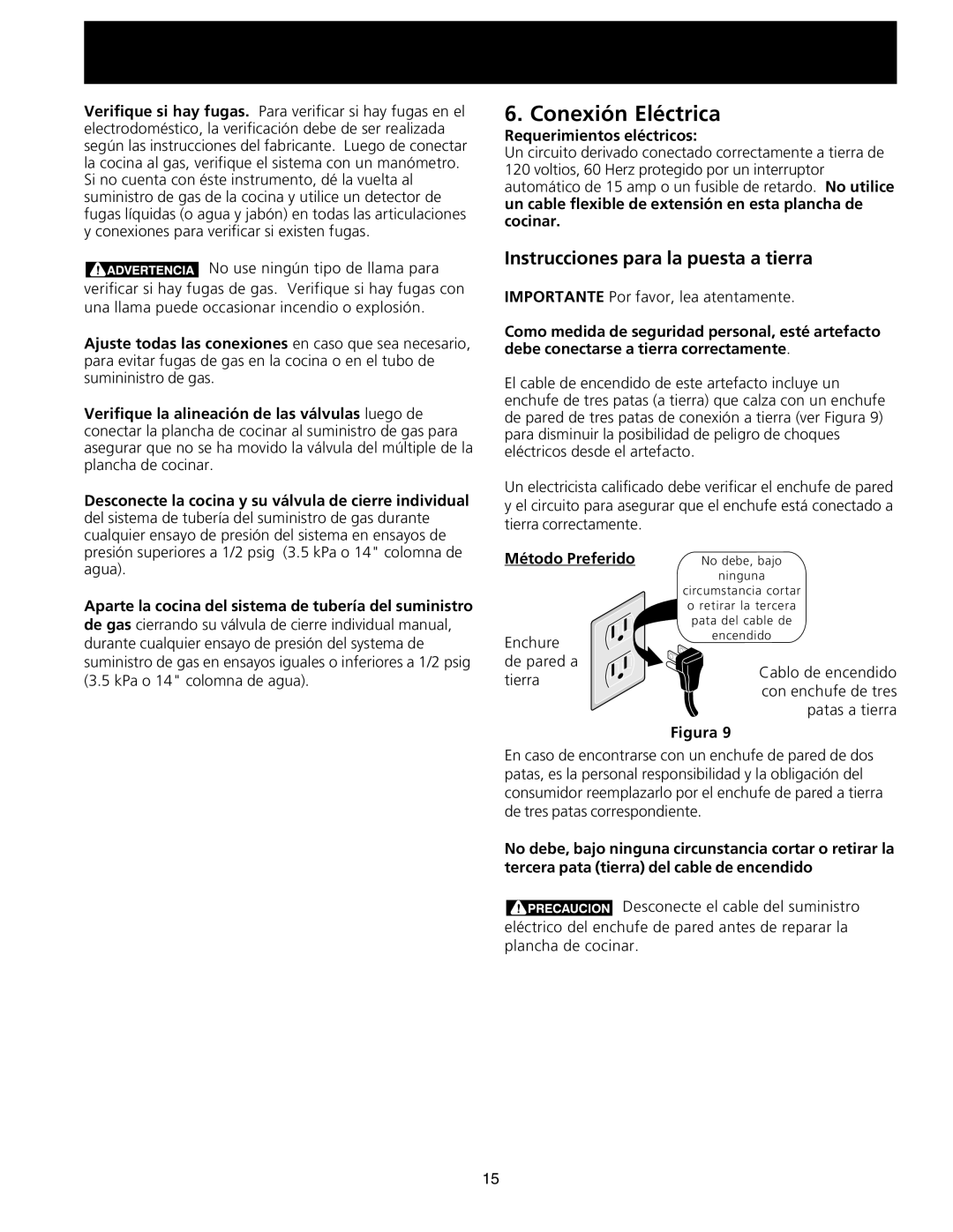 Frigidaire 318201463 (0711) dimensions Conexión Eléctrica, Instrucciones para la puesta a tierra, Requerimientos eléctricos 