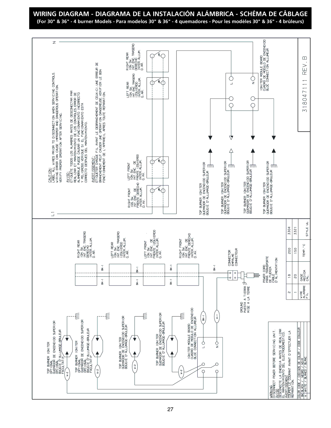 Frigidaire 318201463 (0711), FGC36S5EC dimensions 