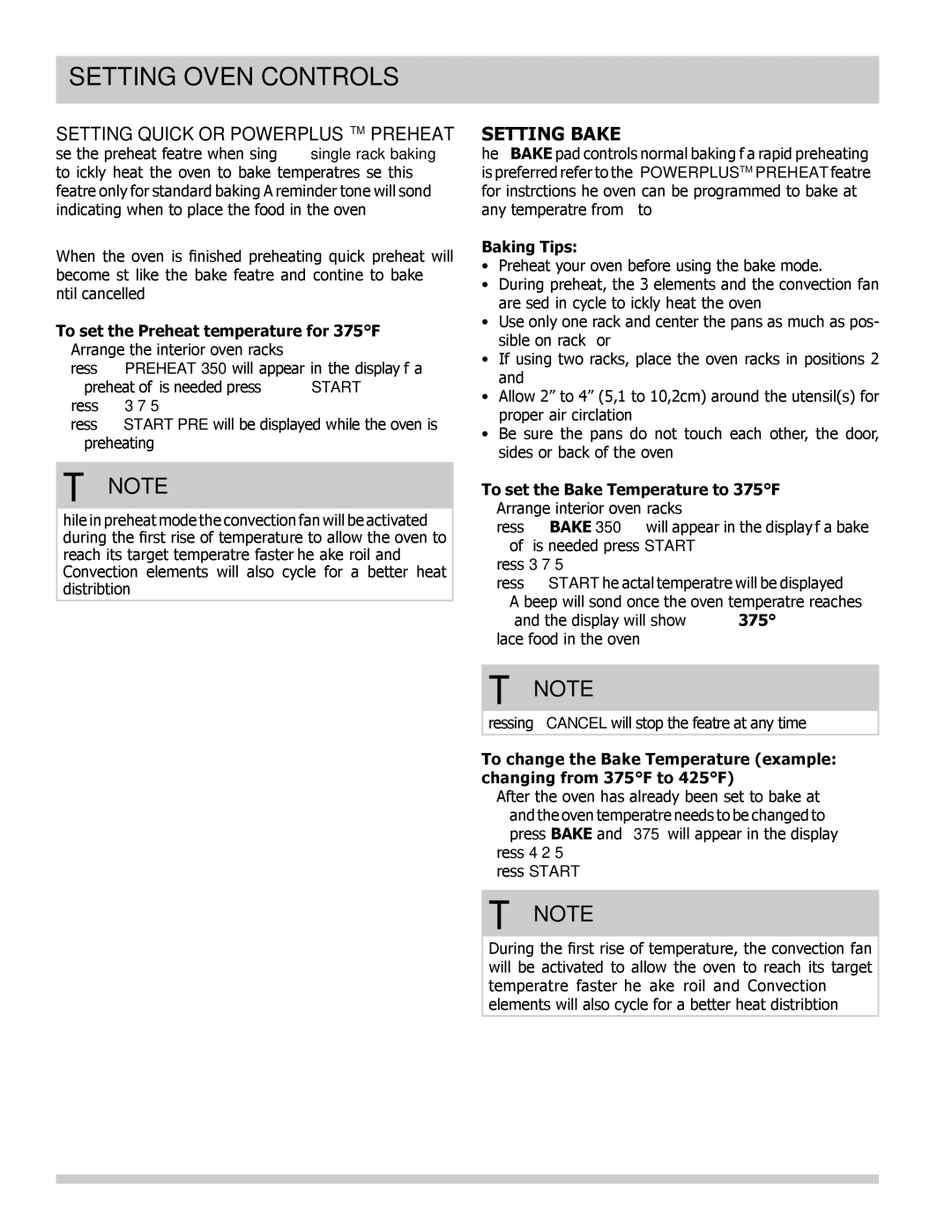 Frigidaire FGDS3065KF manual Setting Quick or Powerplustm Preheat, Setting Bake, To set the Preheat temperature for 375F 