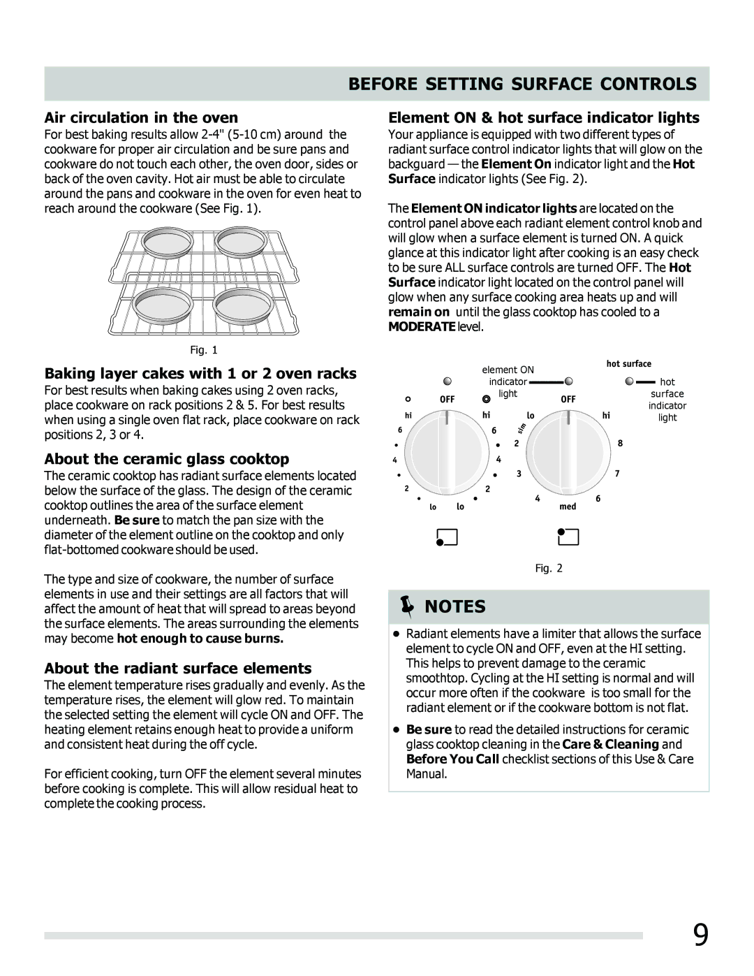 Frigidaire FGEF3030PF important safety instructions Before Setting Surface Controls 