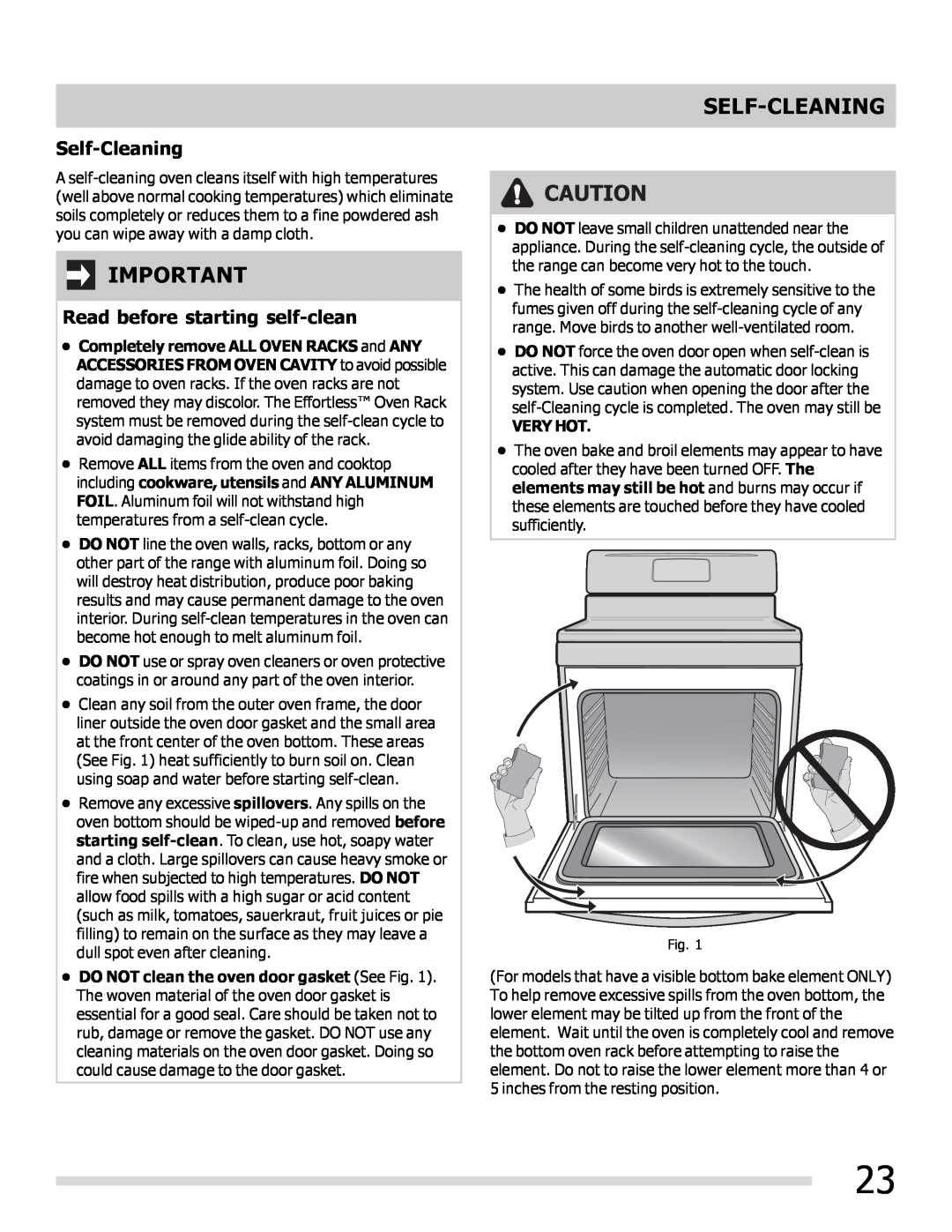 Frigidaire FGEF3030PF important safety instructions Self-Cleaning, Read before starting self-clean 