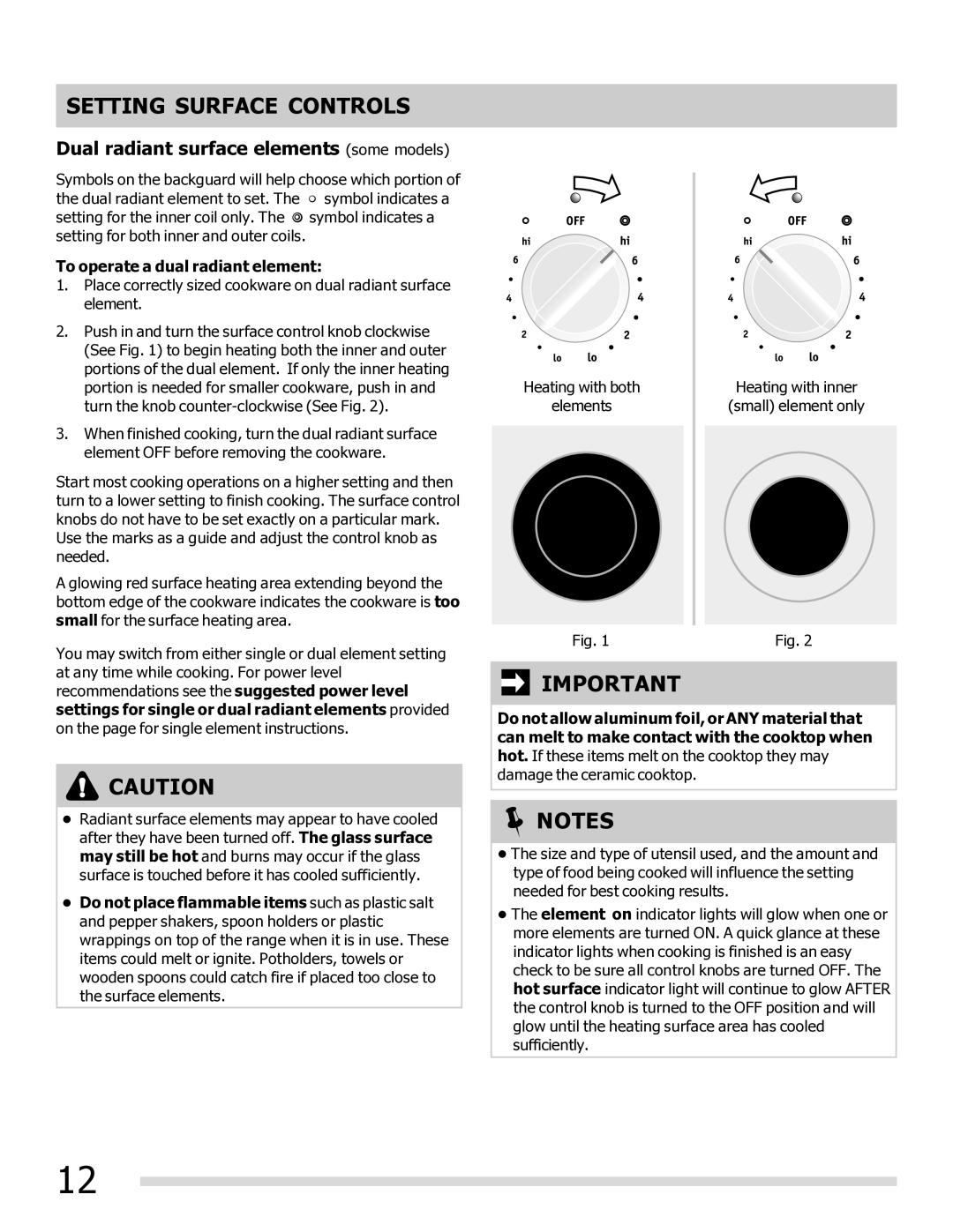 Frigidaire FGEF3032MW, FGEF3032MB, FGEF3032MF Dual radiant surface elements some models, To operate a dual radiant element 