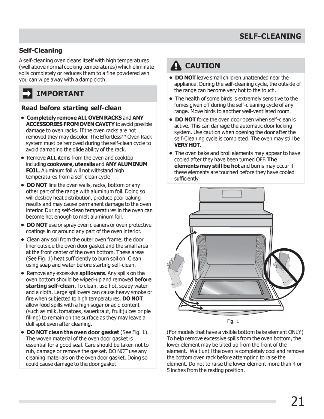 Frigidaire FGEF3041KF manual Self-Cleaning, Read before starting self-clean 