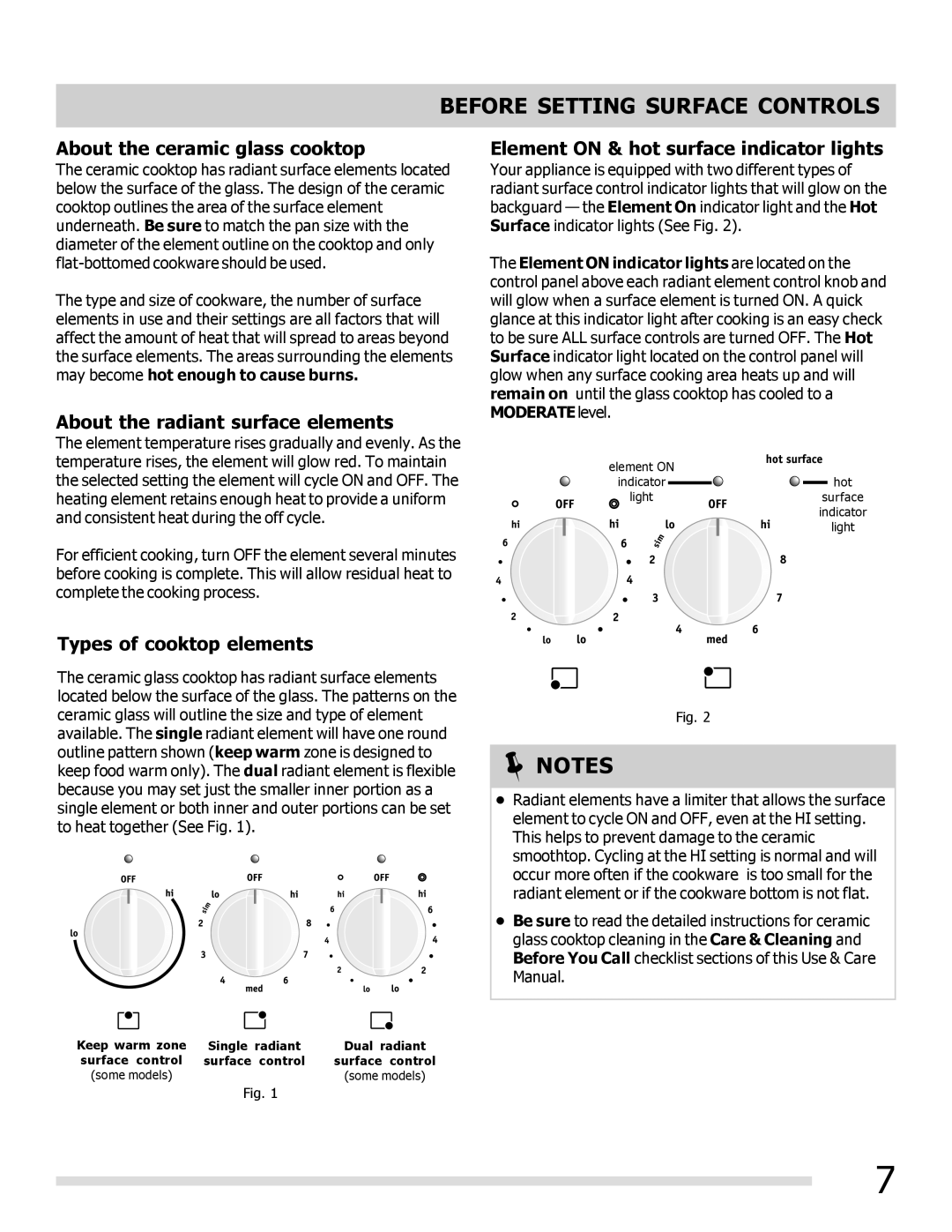 Frigidaire FGEF3041KF manual About the ceramic glass cooktop, About the radiant surface elements, Types of cooktop elements 