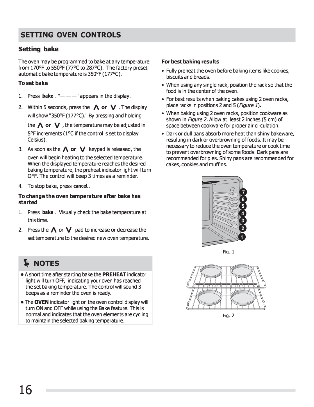 Frigidaire FGEF3041KF manual Setting bake, Setting Oven Controls, To set bake, For best baking results 