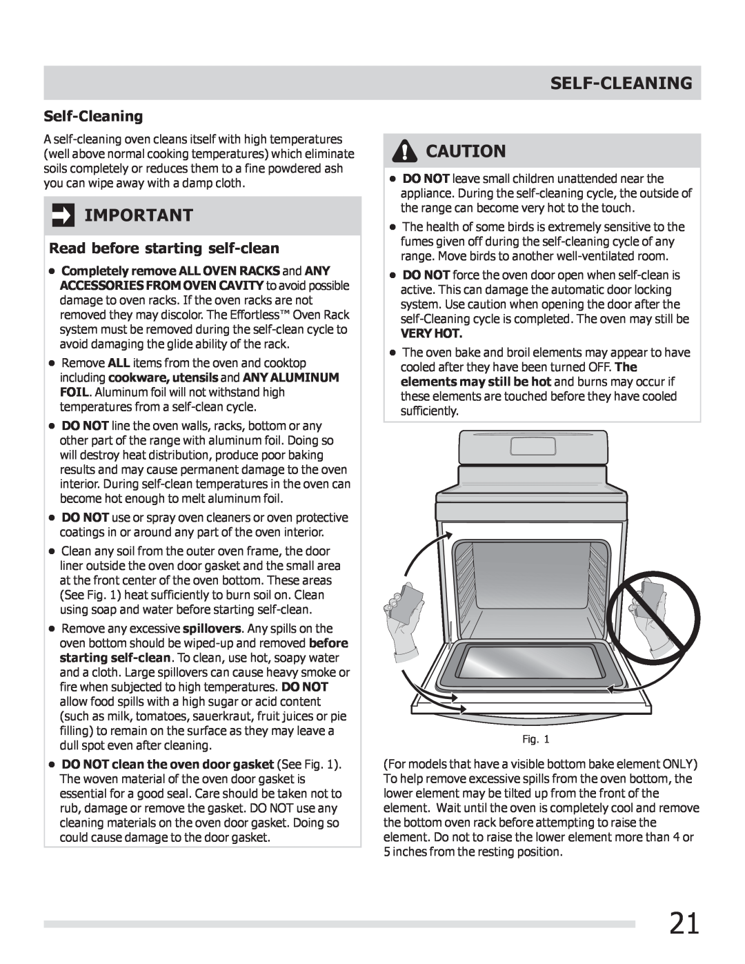 Frigidaire FGEF3041KF manual Self-Cleaning, Read before starting self-clean 