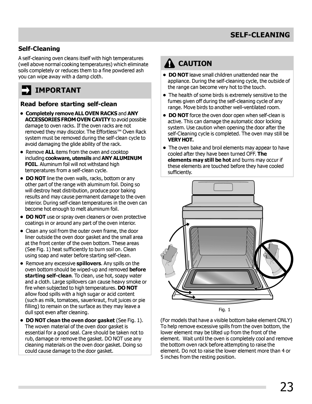 Frigidaire FGEF3042KF manual Self-Cleaning, Read before starting self-clean 