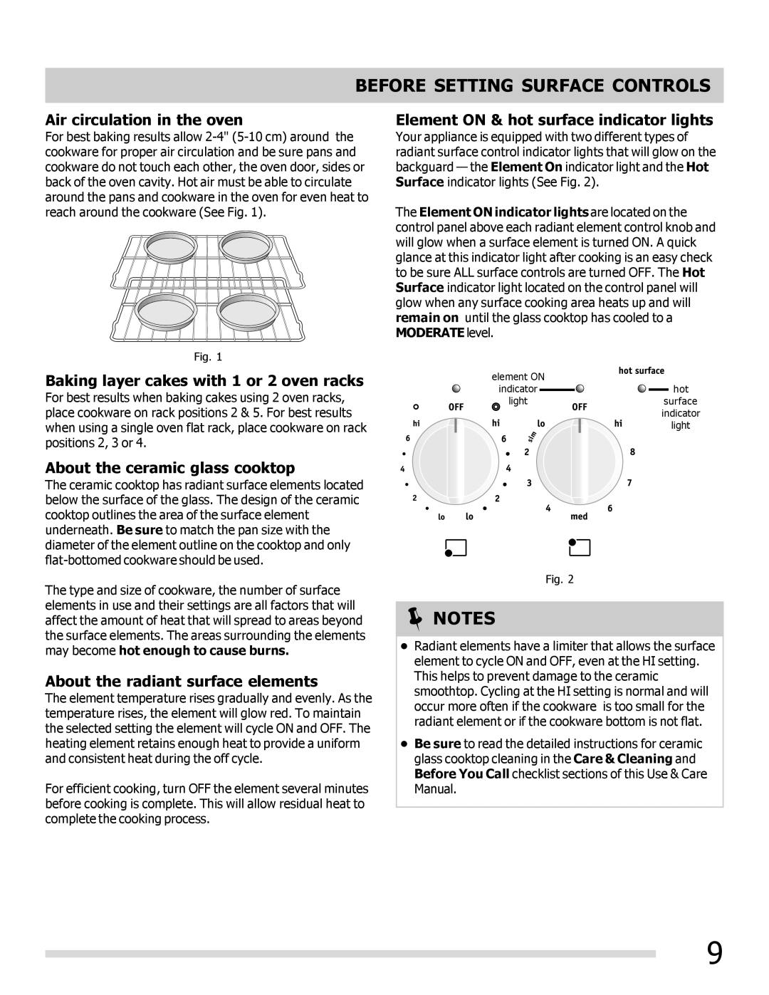 Frigidaire FGEF3042KF manual Before Setting Surface Controls 