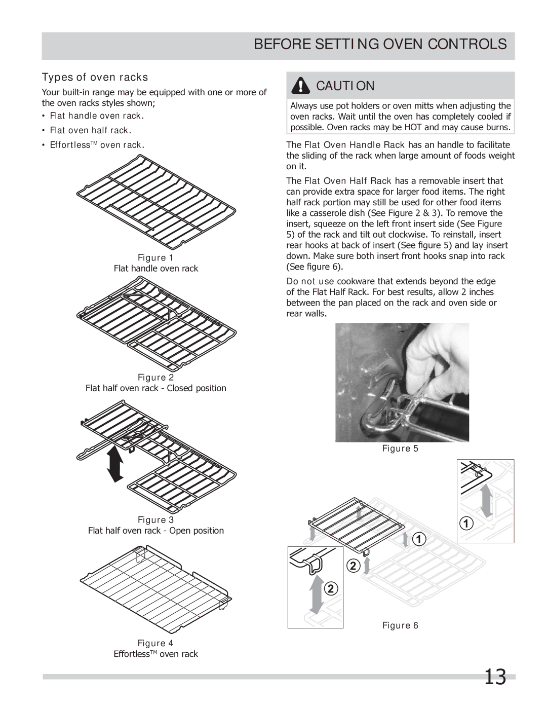 Frigidaire FGEF304DKB, FGEF304DKW, FGEF304DKF important safety instructions Types of oven racks 