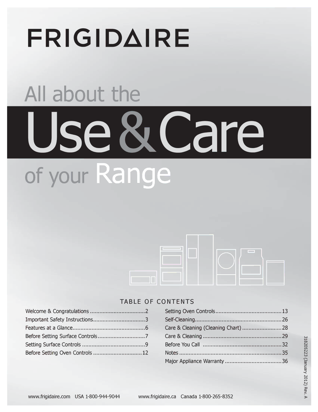 Frigidaire FGEF306TMB, FGEF306TMF, FGEF306TMW important safety instructions Use &Care 