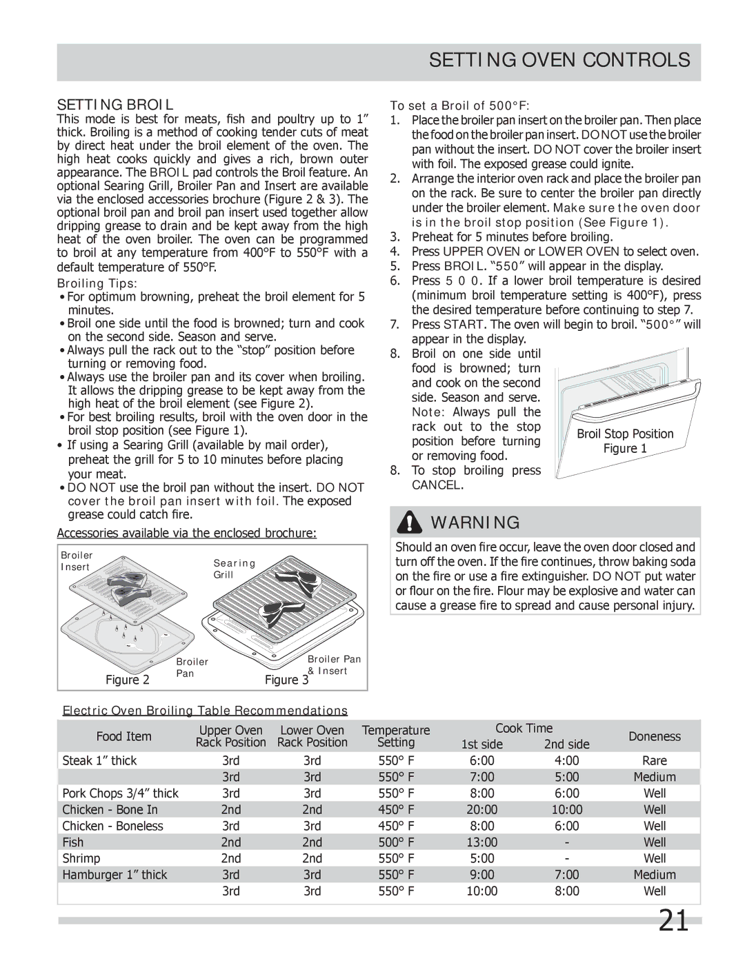 Frigidaire FGEF306TMF, FGEF306TMB, FGEF306TMW important safety instructions Setting Broil, Broiling Tips, Cancel 