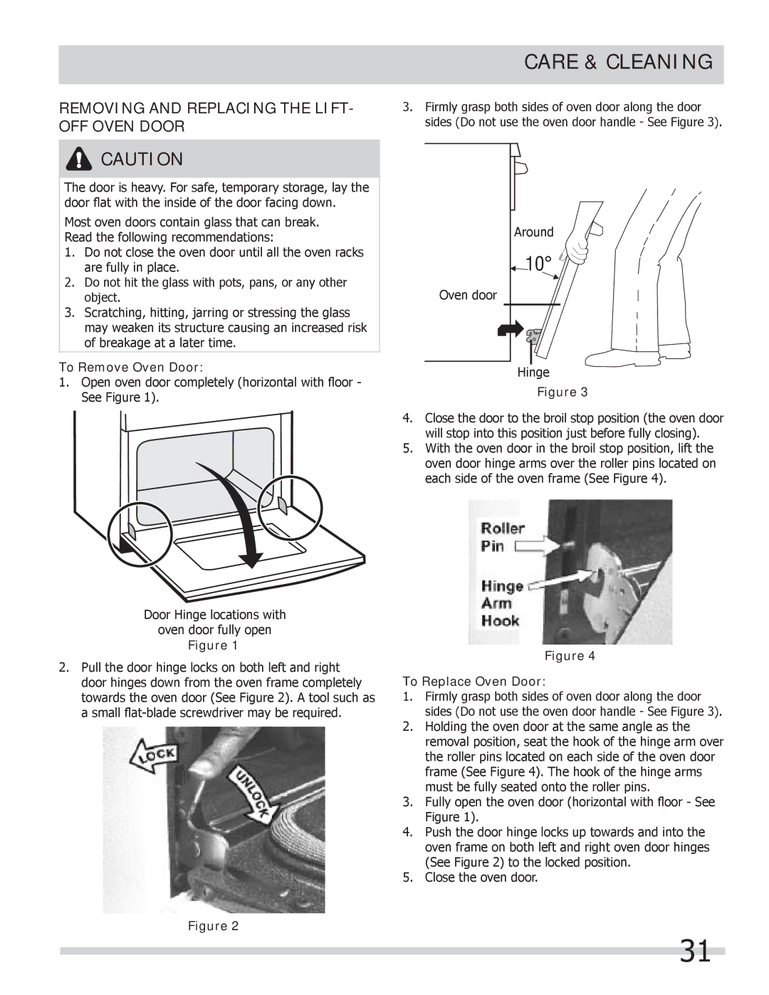 Frigidaire FGEF306TMB Removing and Replacing the LIFT- OFF Oven Door, To Remove Oven Door, To Replace Oven Door 