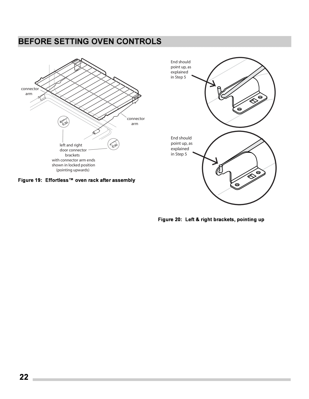 Frigidaire FGES3065PF Before Setting Oven Controls, Effortless oven rack after assembly, explained, in Step, connector 