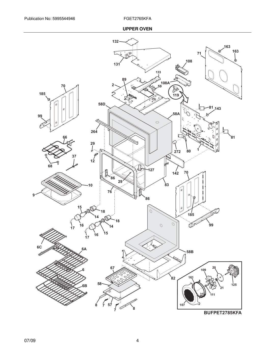 Frigidaire FGET2765KFA installation instructions BUFPET2785KFA, Upper Oven 