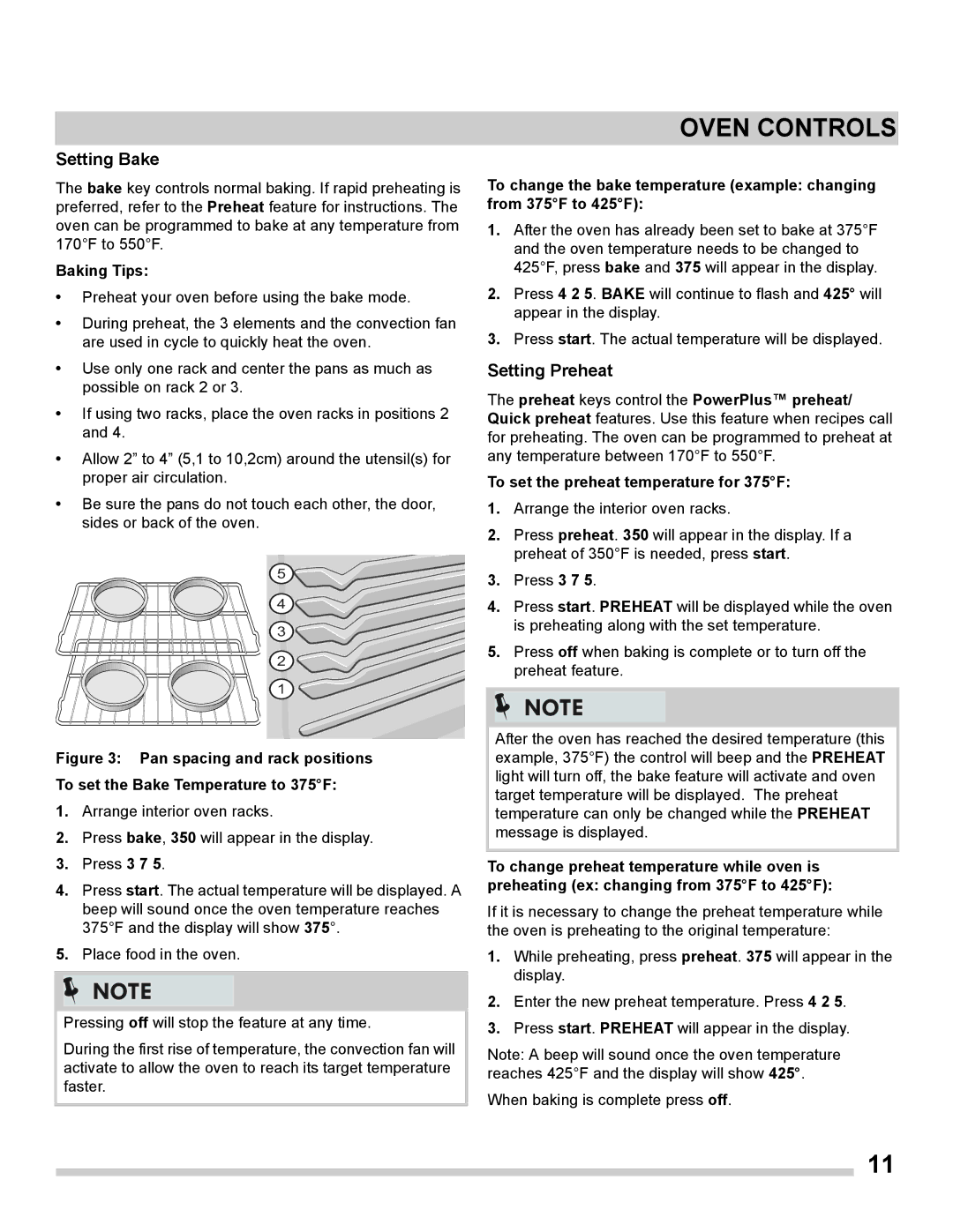 Frigidaire FGET3065PF important safety instructions Setting Bake, Setting Preheat, Baking Tips 