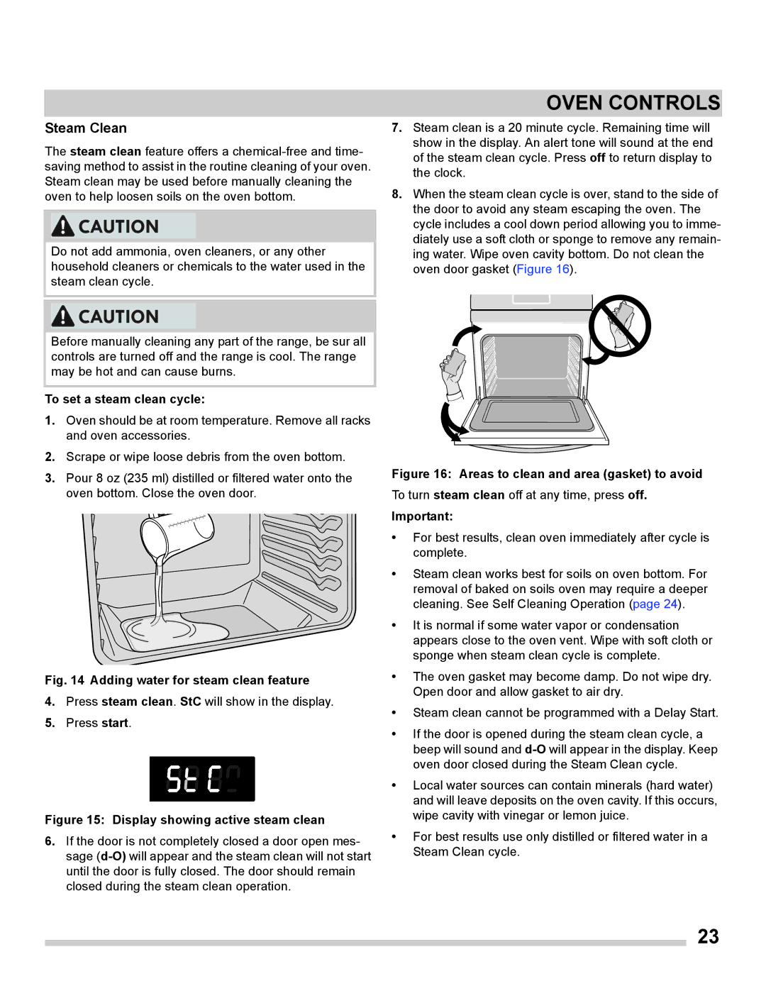 Frigidaire FGET3065PF important safety instructions Steam Clean, To set a steam clean cycle 