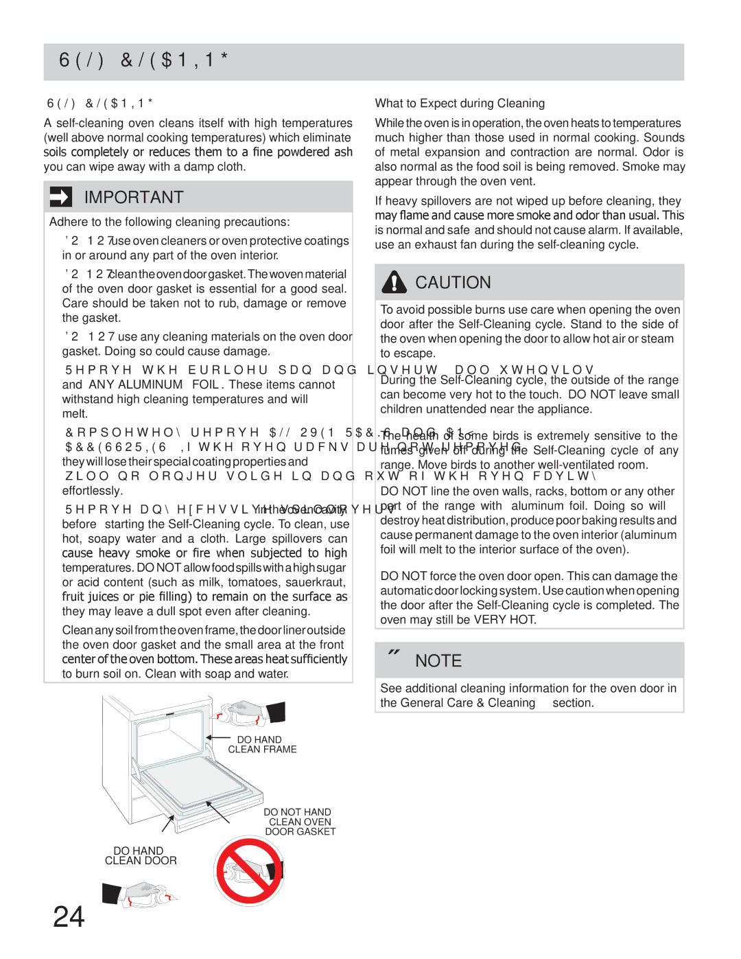 Frigidaire FGEW2745KF manual Self-Cleaning, Adhere to the following cleaning precautions, What to Expect during Cleaning 