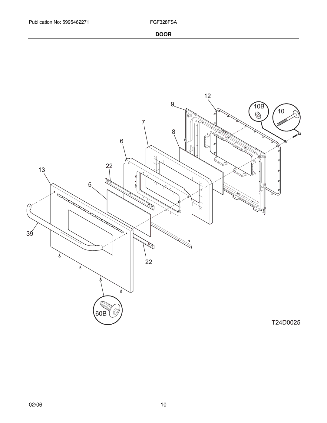 Frigidaire FGF328F installation instructions Door 