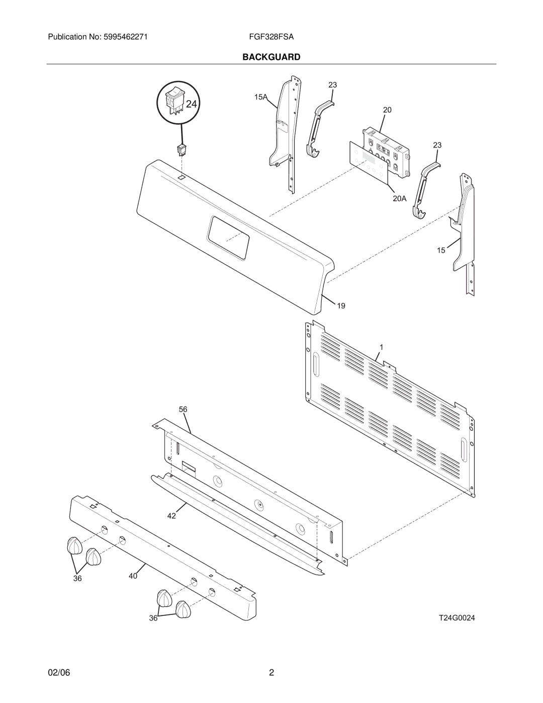 Frigidaire FGF328F installation instructions Backguard 