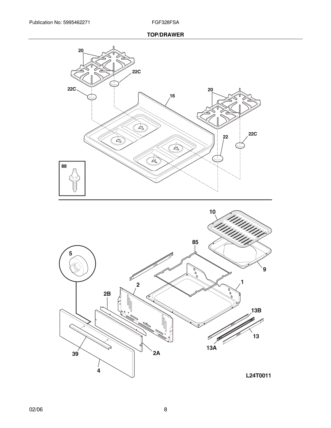 Frigidaire FGF328F installation instructions Top/Drawer 