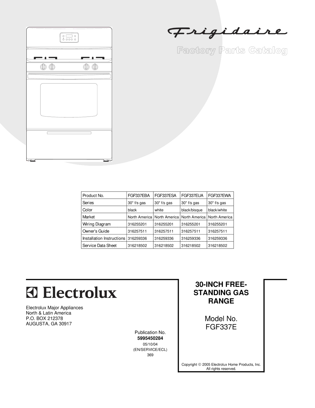 Frigidaire FGF337E installation instructions Inch Free 