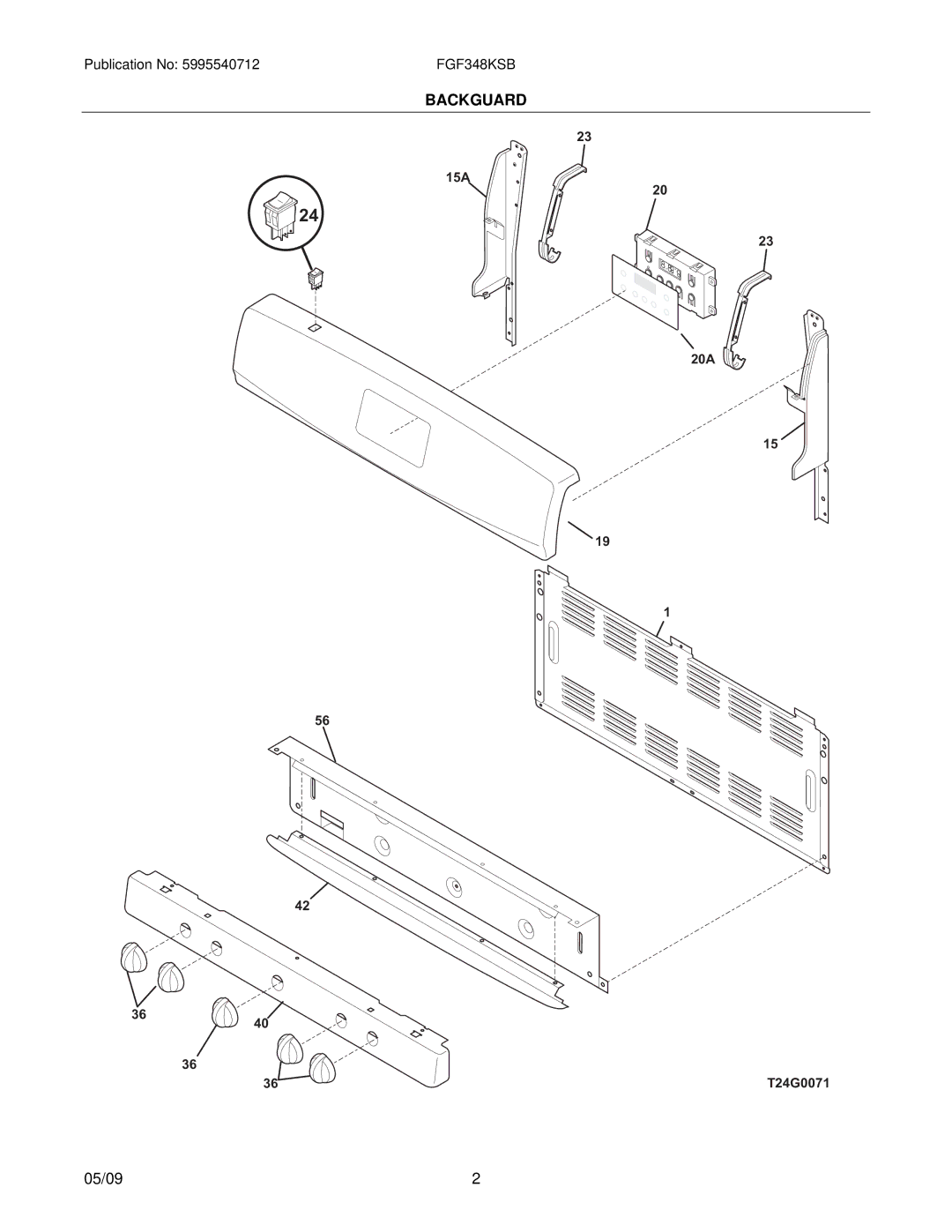 Frigidaire FGF348KSB installation instructions Backguard 