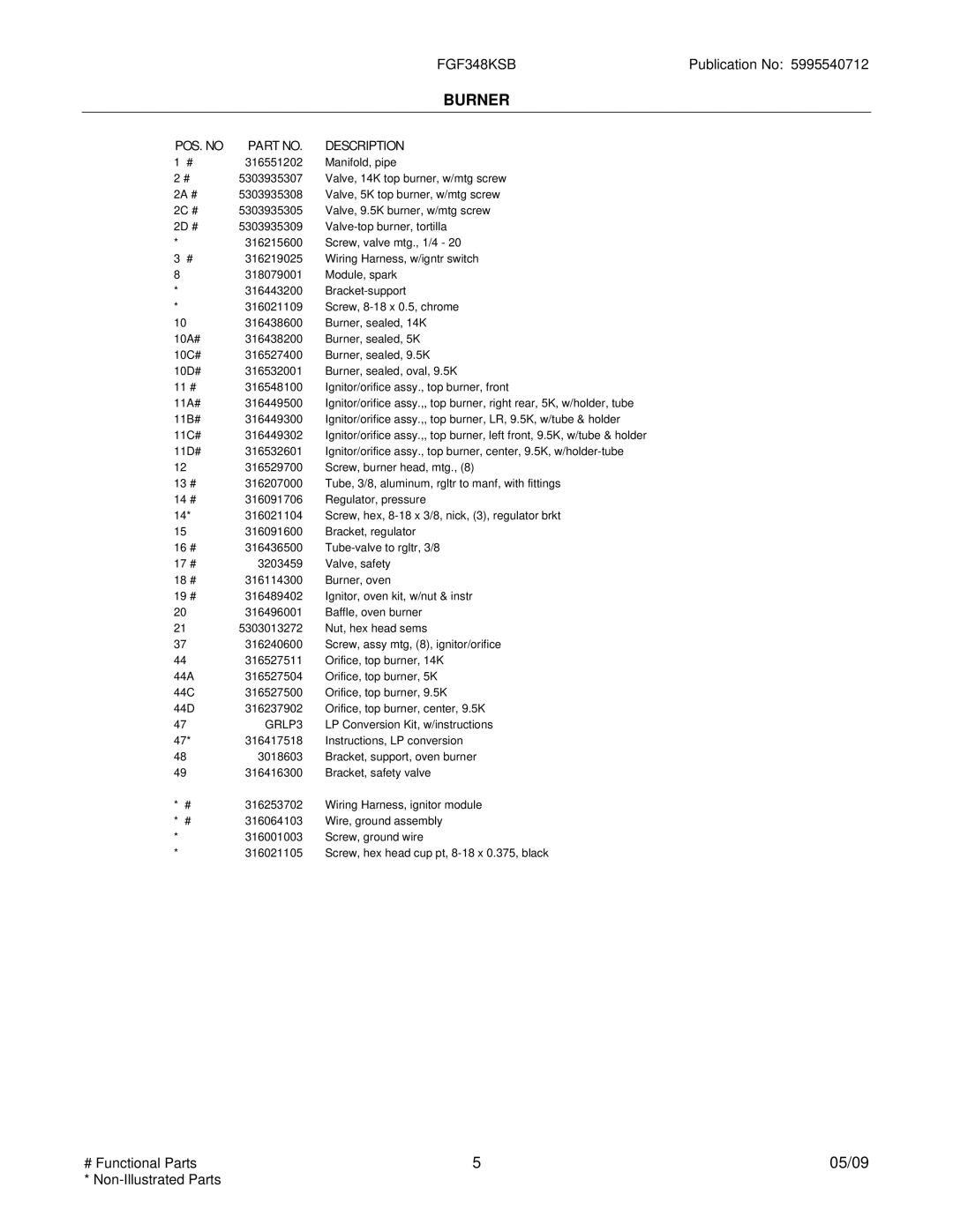 Frigidaire FGF348KSB installation instructions GRLP3 