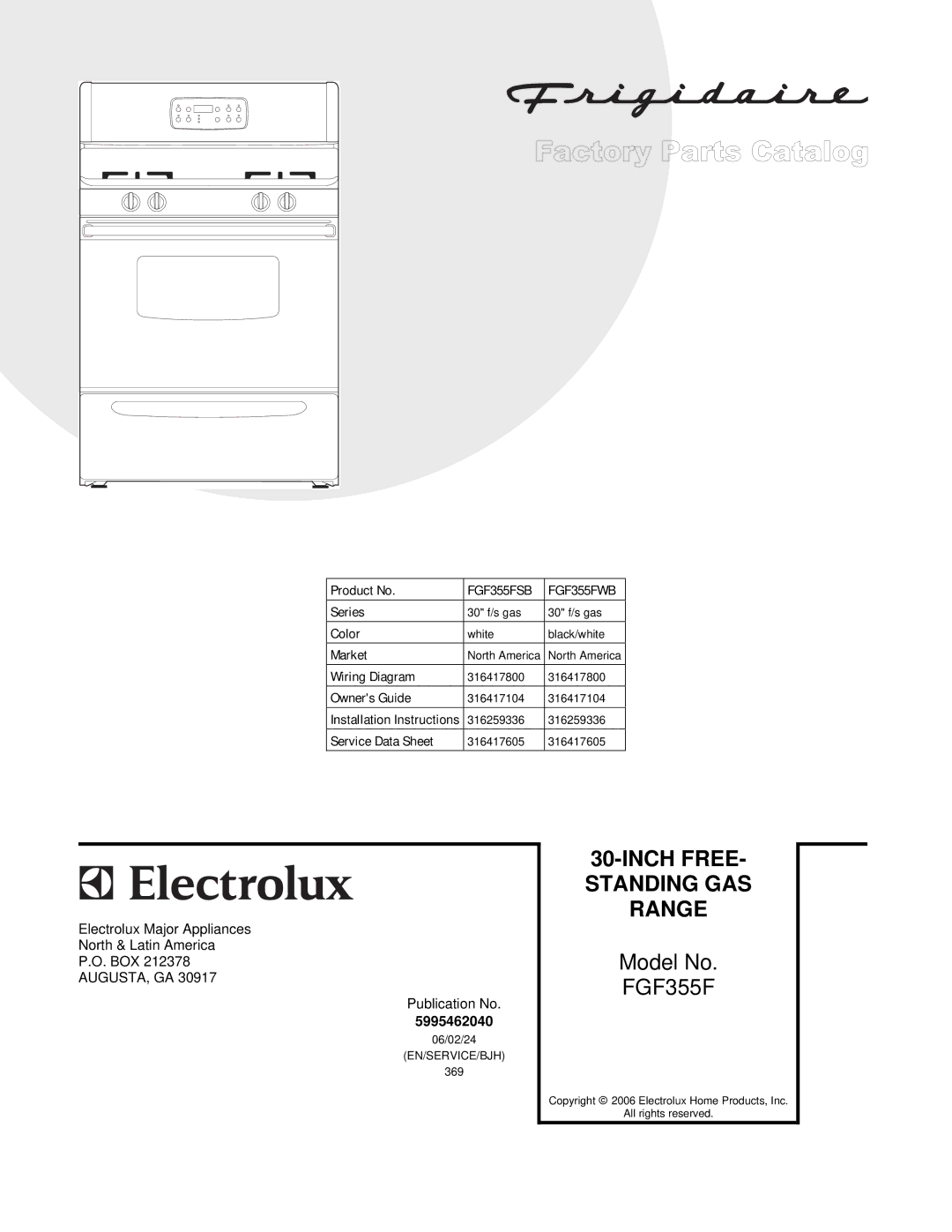 Frigidaire FGF355F installation instructions Inch Free 