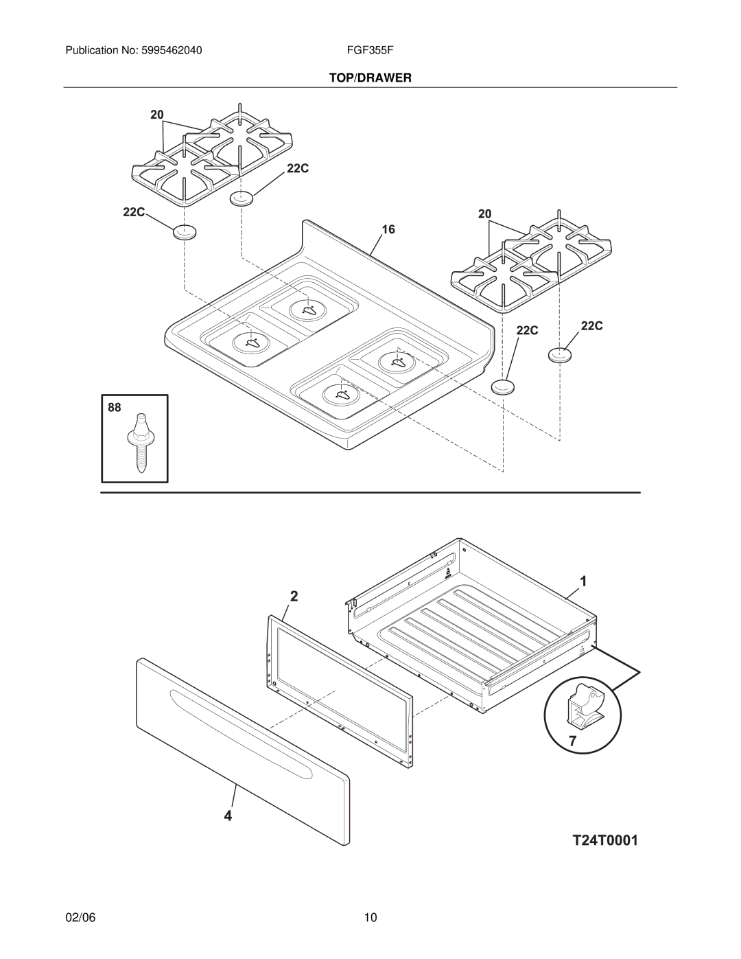 Frigidaire FGF355F installation instructions Top/Drawer 