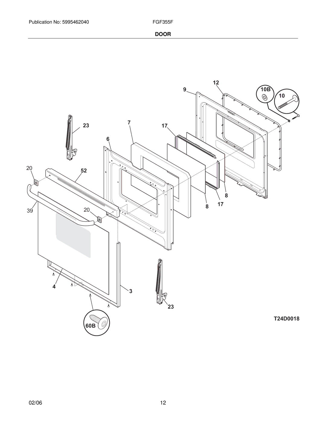 Frigidaire FGF355F installation instructions 910B 2317 2052 T24D0018 60B 