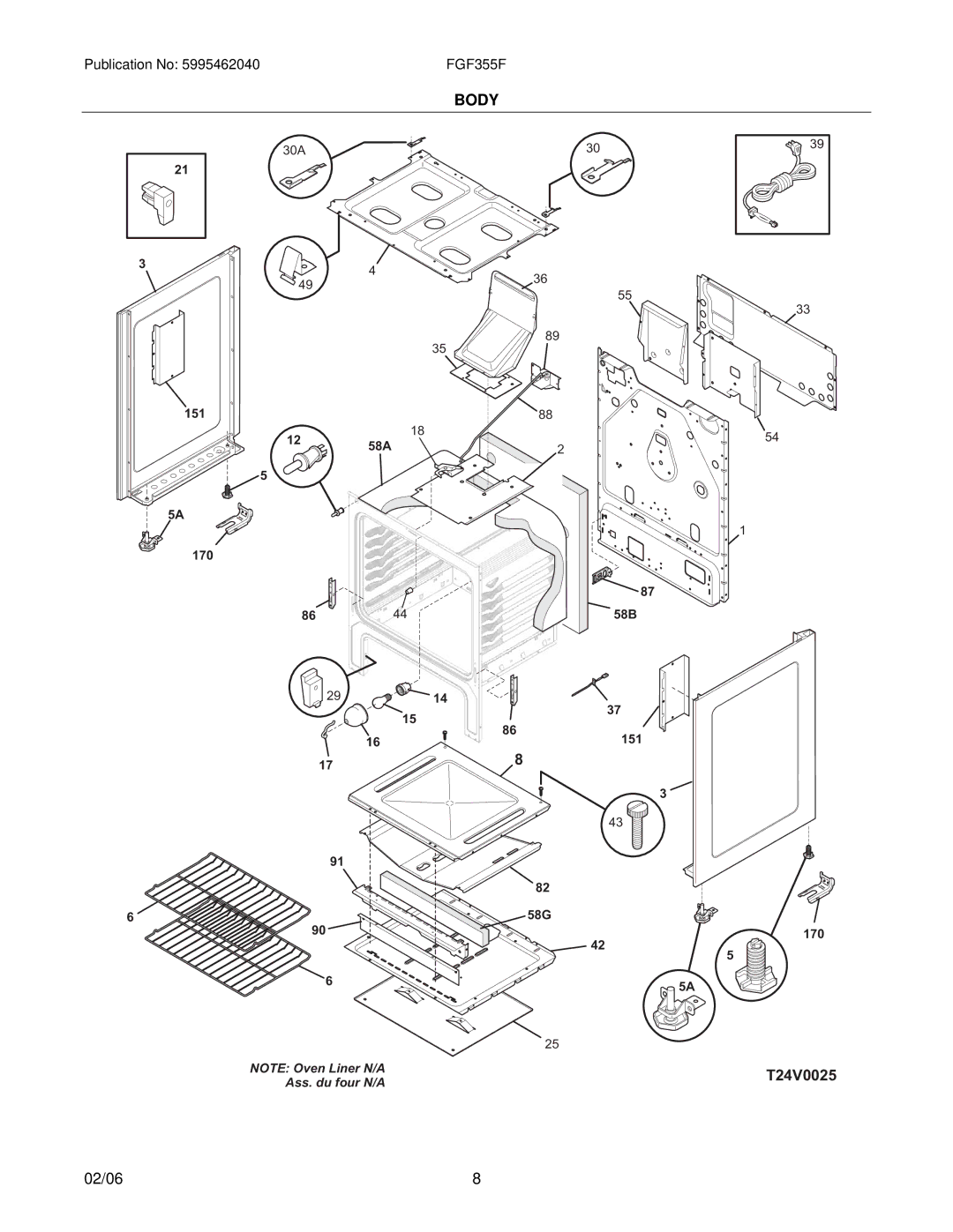 Frigidaire FGF355F installation instructions Body 