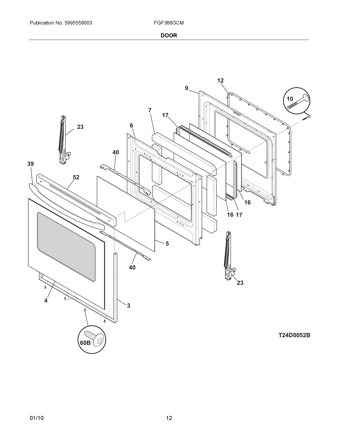 Frigidaire FGF368G installation instructions 236 T24D0052B 60B 