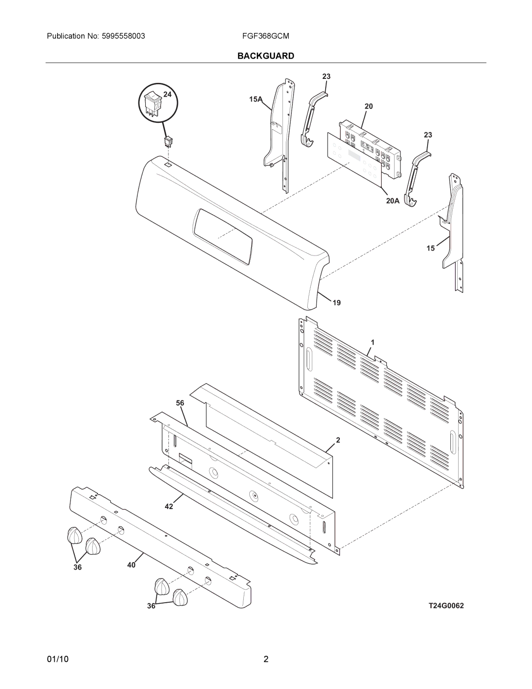 Frigidaire FGF368G installation instructions Backguard 