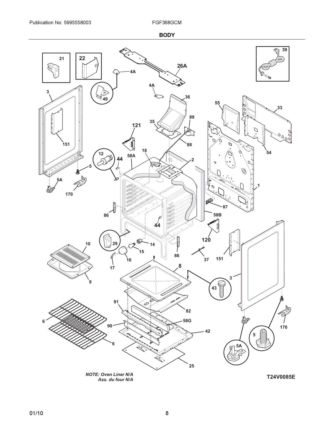 Frigidaire FGF368G installation instructions Body 