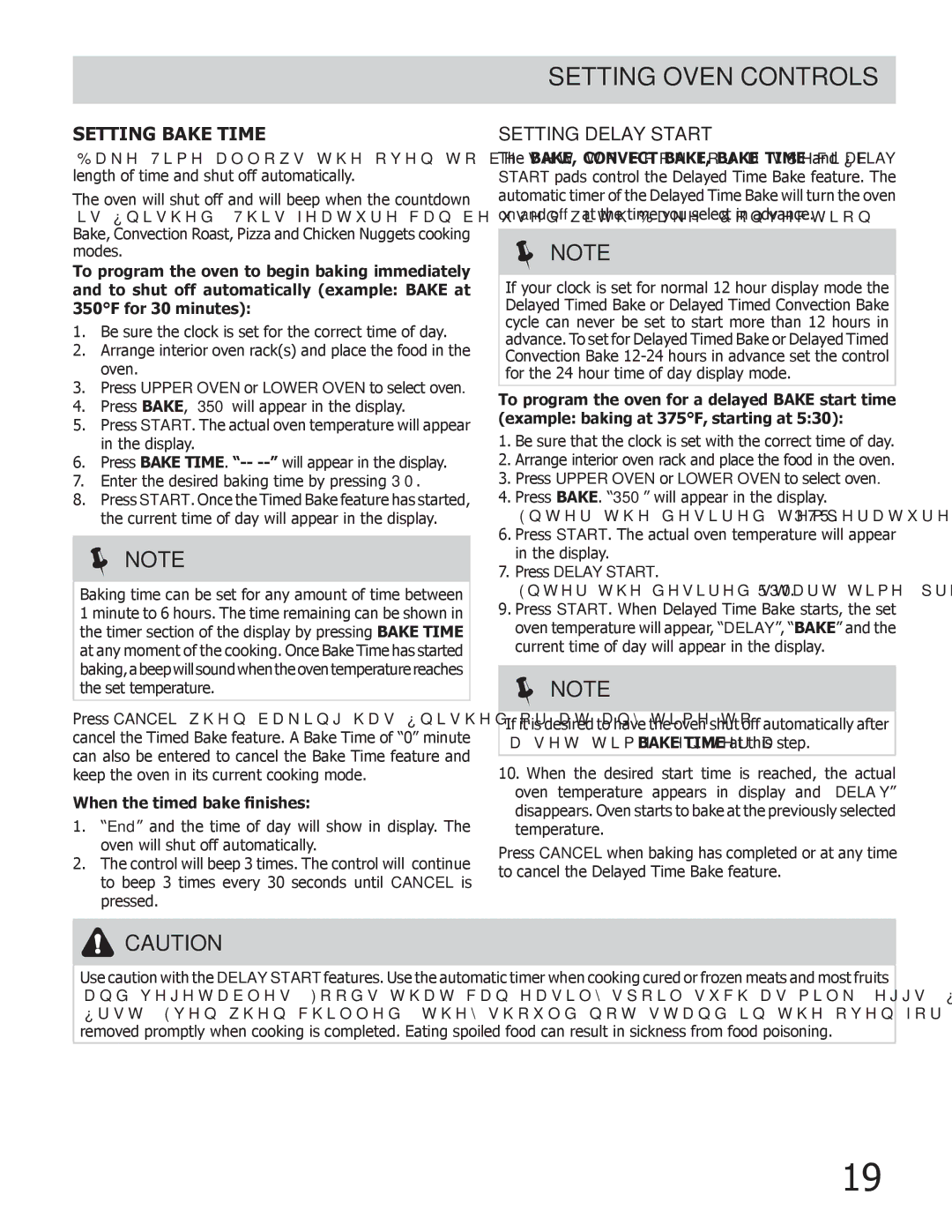Frigidaire DGGF3032KB, FGGF304DLW Setting Bake Time, Setting Delay Start, When the timed bake finishes, Press Delay Start 