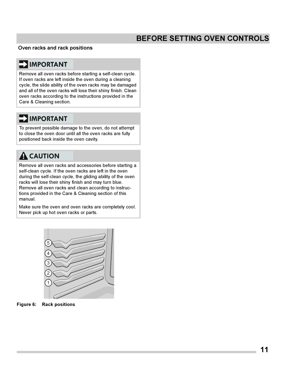 Frigidaire FGGS3065PF important safety instructions Oven racks and rack positions, Rack positions 