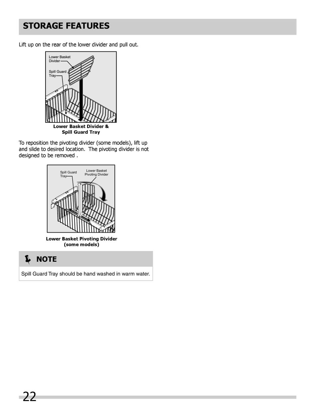 Frigidaire FGHB2844LF5 manual Lift up on the rear of the lower divider and pull out 