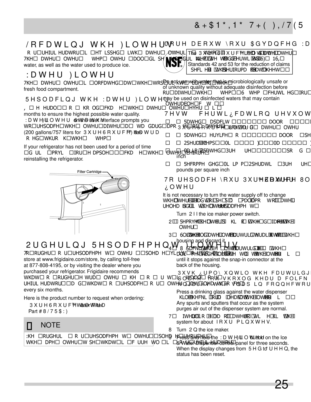 Frigidaire FGHB2844LF5 manual Locating the Filters, Water Filter, Ordering Replacement Filters 