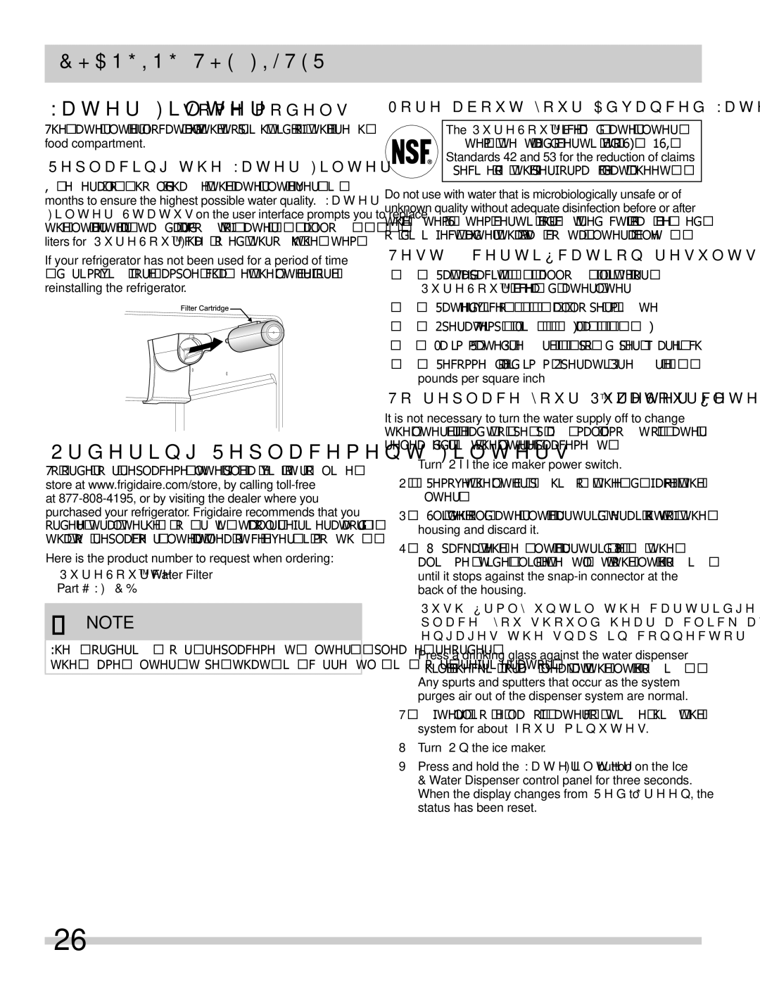 Frigidaire FGHB2844LF5 Water Filter some models, To replace your PureSource 3TM water filter, PureSource 3TM Water Filter 