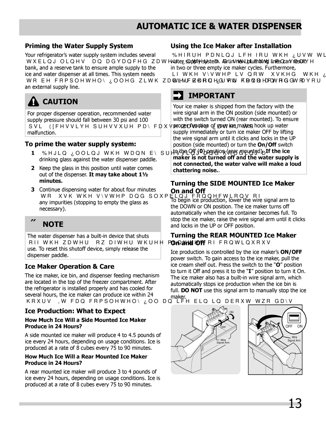 Frigidaire FGHS2332LE, FGHC2335LE, FGHS2332LP important safety instructions Automatic ICE & Water Dispenser 