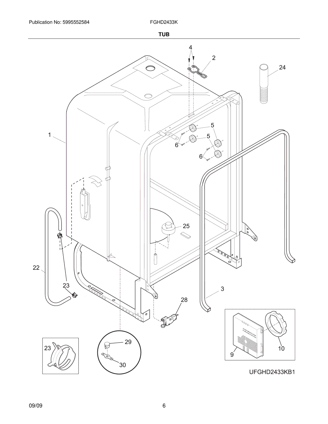 Frigidaire FGHD2433K installation instructions Tub 