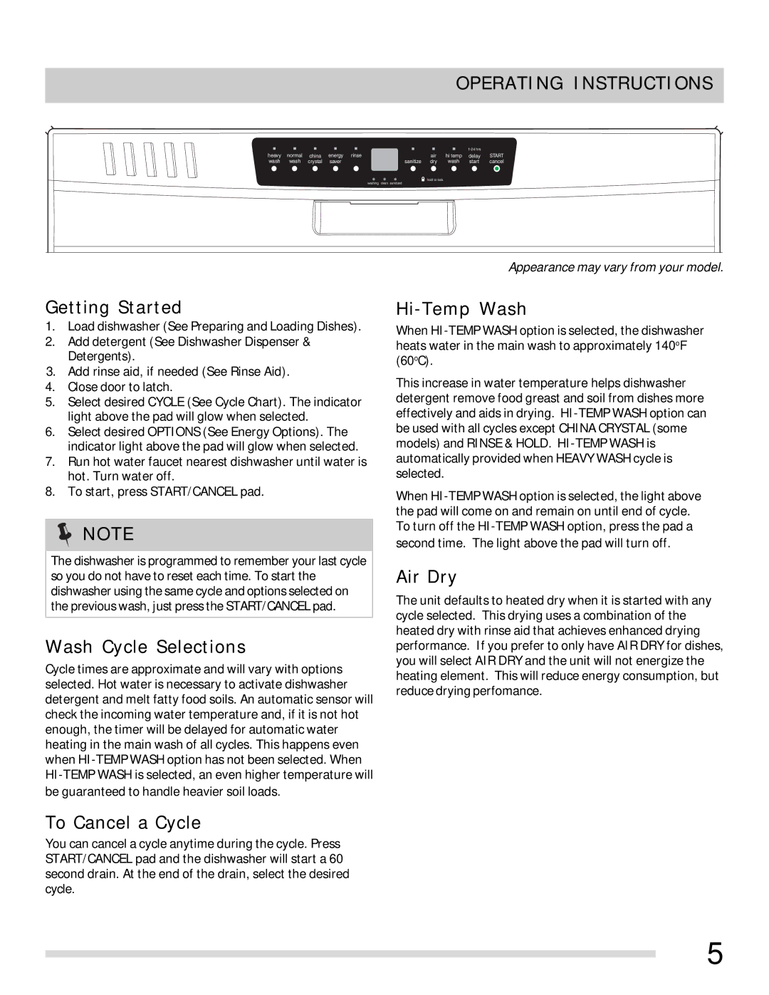 Frigidaire FGHD2455LB, FGHD2455LW, FGHD2455LF important safety instructions Operating Instructions 