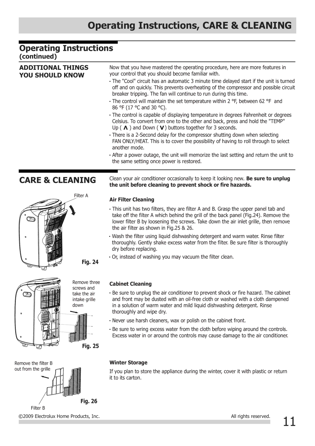 Frigidaire FGHD2472PF installation instructions Operating Instructions, Care & Cleaning, Additional Things, YOU should Know 