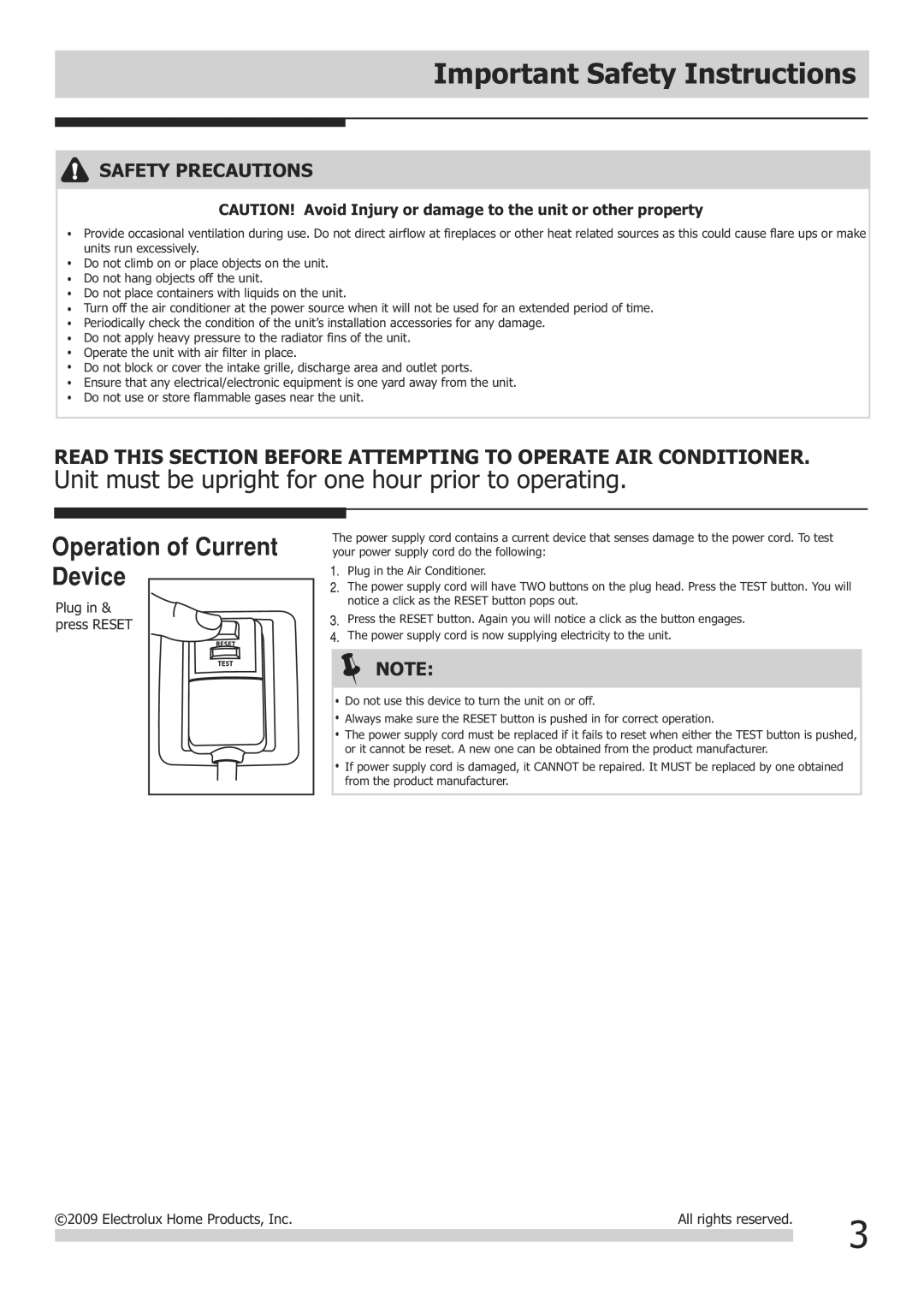 Frigidaire FGHD2472PF installation instructions Unit must be upright for one hour prior to operating 