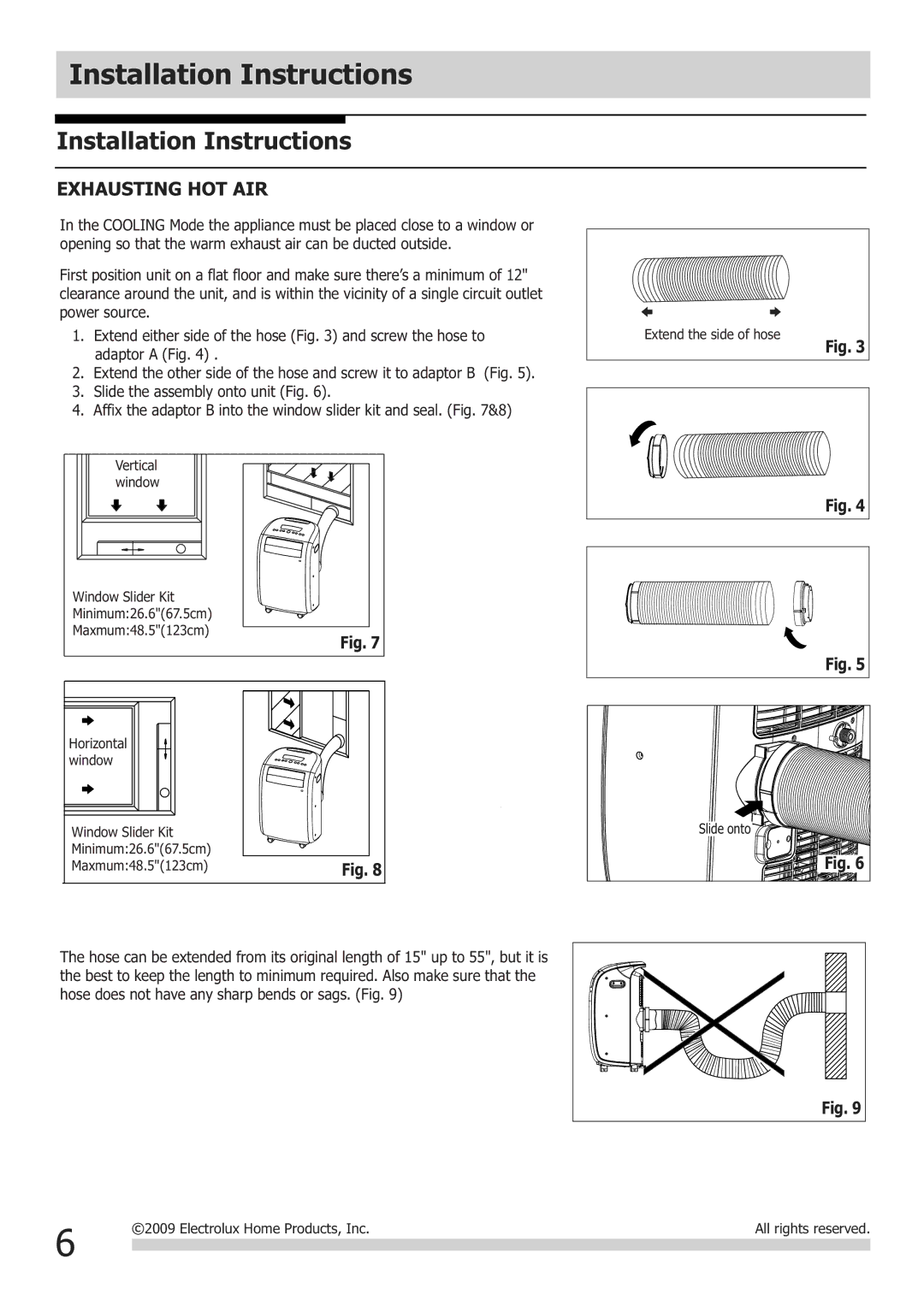 Frigidaire FGHD2472PF installation instructions Installation Instructions, Exhausting HOT AIR 