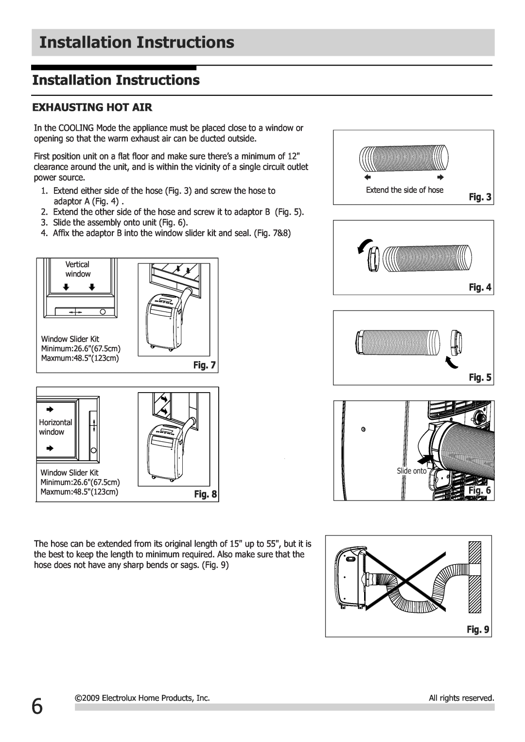 Frigidaire FGHD2472PF installation instructions Installation Instructions, Exhausting Hot Air 