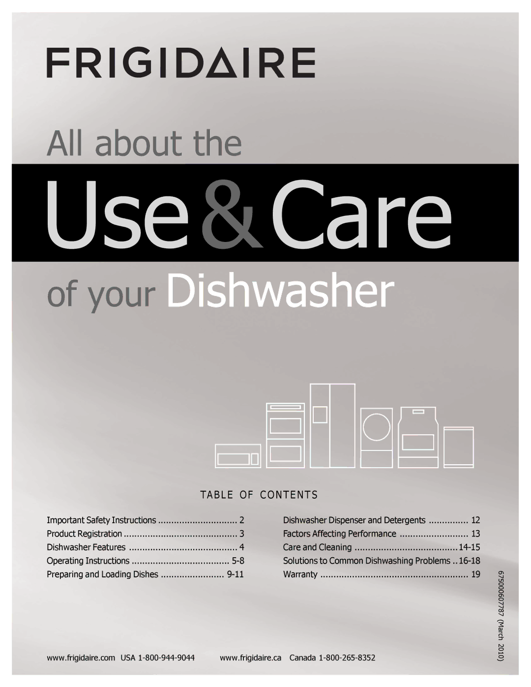 Frigidaire FGHD2472PW, FGHD2491LB, FGHD2491LW, FGHD2472PB, 6.75E+11 important safety instructions Use&Care 